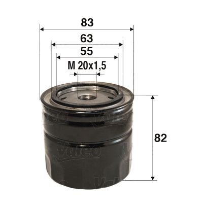 VALEO  586060 Olejový filtr R: 79mm, R: 79mm, Vnitřni průměr 2: 63mm, Vnitřni průměr 2: 55mm, Výška: 101mm