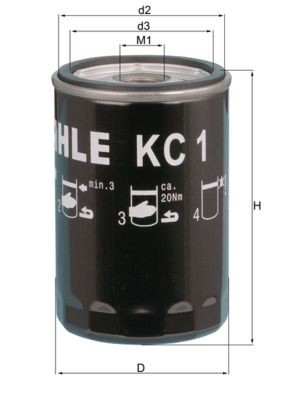 KNECHT  KC 1 Kraftstofffilter Höhe: 119,5mm