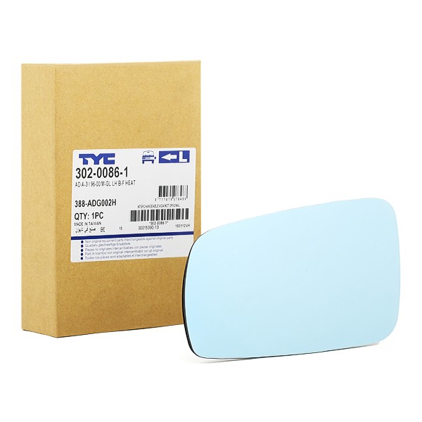 TYC Miroir De Rétroviseur 302-0086-1 Glace Retroviseur,Verre De Rétroviseur AUDI,A3 8L1,A4 8D2, B5,A