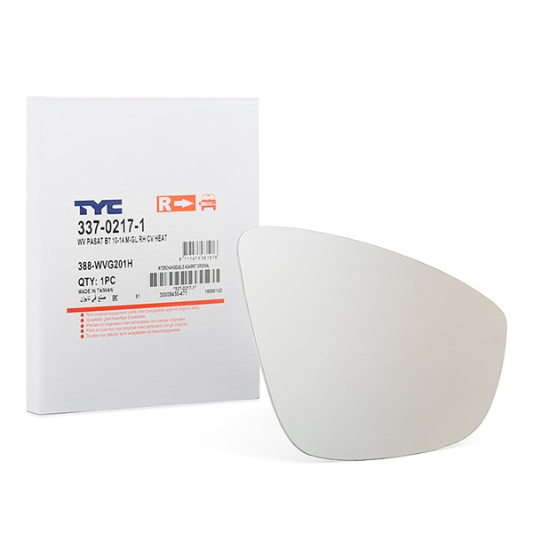 TYC Miroir De Rétroviseur 337-0217-1 Glace Retroviseur,Verre De Rétroviseur VW,SCIROCCO 137, 138,EOS