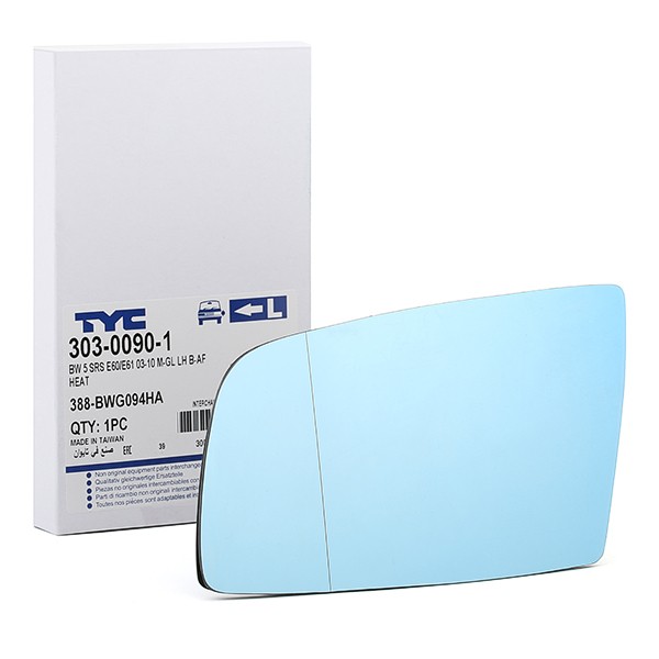 TYC Miroir De Rétroviseur 303-0090-1 Glace Retroviseur,Verre De Rétroviseur BMW,5 E60,5 Touring E61,