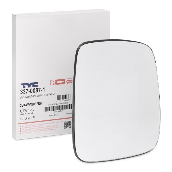 TYC Miroir De Rétroviseur 337-0087-1 Glace Retroviseur,Verre De Rétroviseur VW,TRANSPORTER IV Autobú