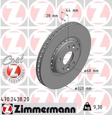 ZIMMERMANN COAT Z 470.2438.20 Disco  freno Spessore disco freno: 28mm, Cerchione: 5-fori, Ø: 320mm, Ø: 320mm