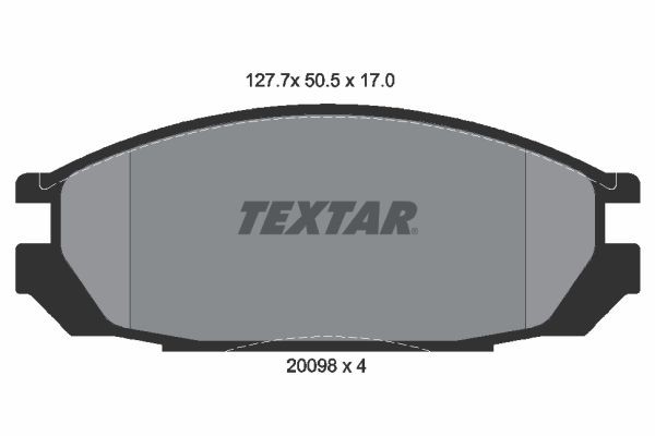 TEXTAR  2009801 Bremsbelagsatz Breite: 127,7mm, Höhe: 50,5mm, Dicke/Stärke: 17mm