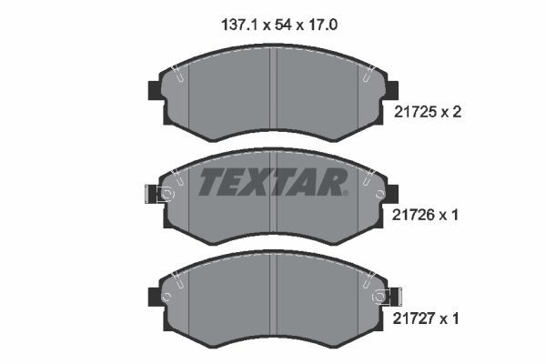 TEXTAR  2172501 Bremsbelagsatz Breite: 137,1mm, Höhe: 54mm, Dicke/Stärke: 17mm