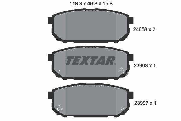 TEXTAR  2405801 Bremsbelagsatz Breite: 118,2mm, Höhe: 46,8mm, Dicke/Stärke: 15,8mm