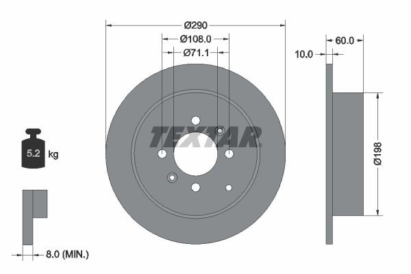 TEXTAR  92080700 Bremsscheibe Bremsscheibendicke: 10mm, Ø: 290mm, Ø: 290mm