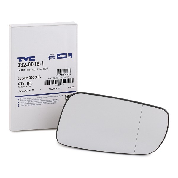 TYC Miroir De Rétroviseur 332-0016-1 Glace Retroviseur,Verre De Rétroviseur SKODA,FABIA 6Y2,FABIA Co