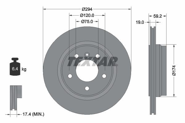 TEXTAR PRO+ 92097305 Disco  freno Spessore disco freno: 19mm, Ø: 294mm, Ø: 294mm