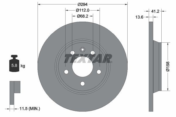 TEXTAR PRO 92098103 Disco  freno Spessore disco freno: 13,6mm, Ø: 294mm, Ø: 294mm