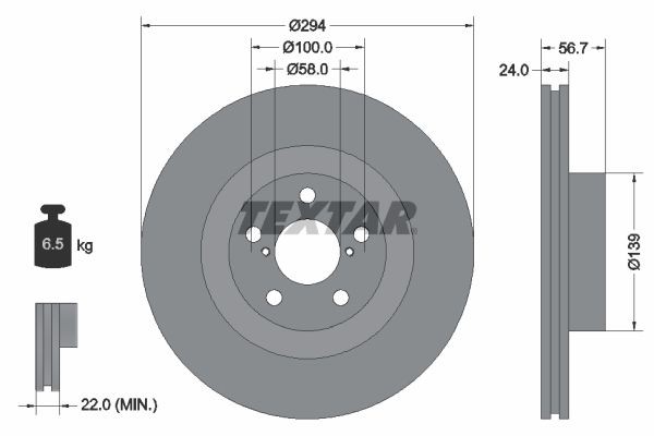 TEXTAR  92139500 Disco freno Spessore disco freno: 24mm, Ø: 294mm, Ø: 294mm