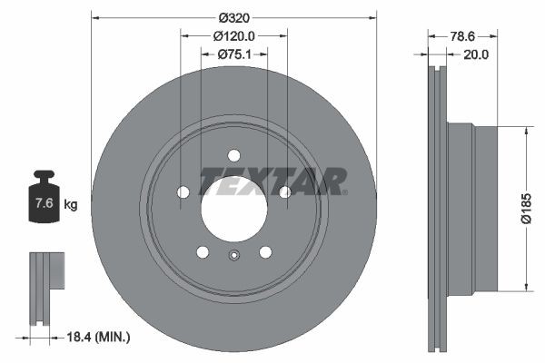 TEXTAR PRO 92161103 Disco  freno Spessore disco freno: 20mm, Ø: 320mm, Ø: 320mm