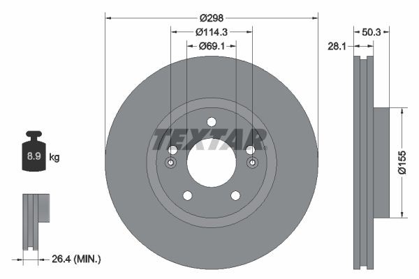 TEXTAR PRO 92253603 Disco  freno Spessore disco freno: 28,1mm, Ø: 298mm, Ø: 298mm