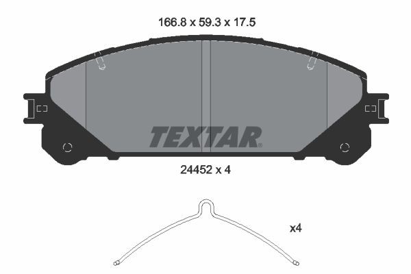 TEXTAR  2445201 Bremsbelagsatz Breite: 166,6mm, Höhe: 59,4mm, Dicke/Stärke: 17,5mm