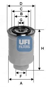 UFI  24.119.00 Kraftstofffilter Höhe: 107mm