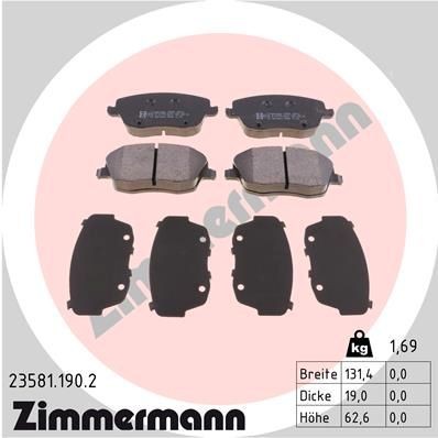 ZIMMERMANN  23581.190.2 Kit pastiglie freno Largh.: 131mm, Alt.: 63mm, Spessore: 19mm