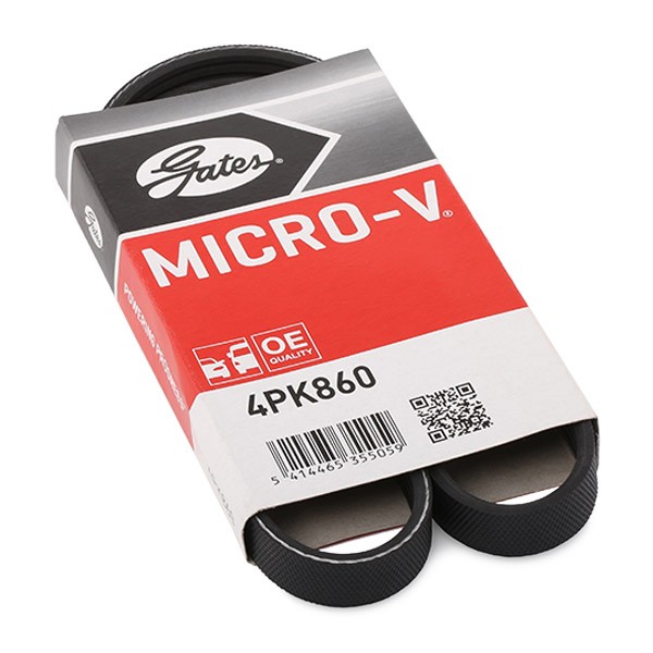 GATES Courroie Trapézoïdale à Nervures 4PK860 BMW,FORD,TOYOTA,3 E46,5 E39,5 E60,X3 E83,X5 E53,3 Coup