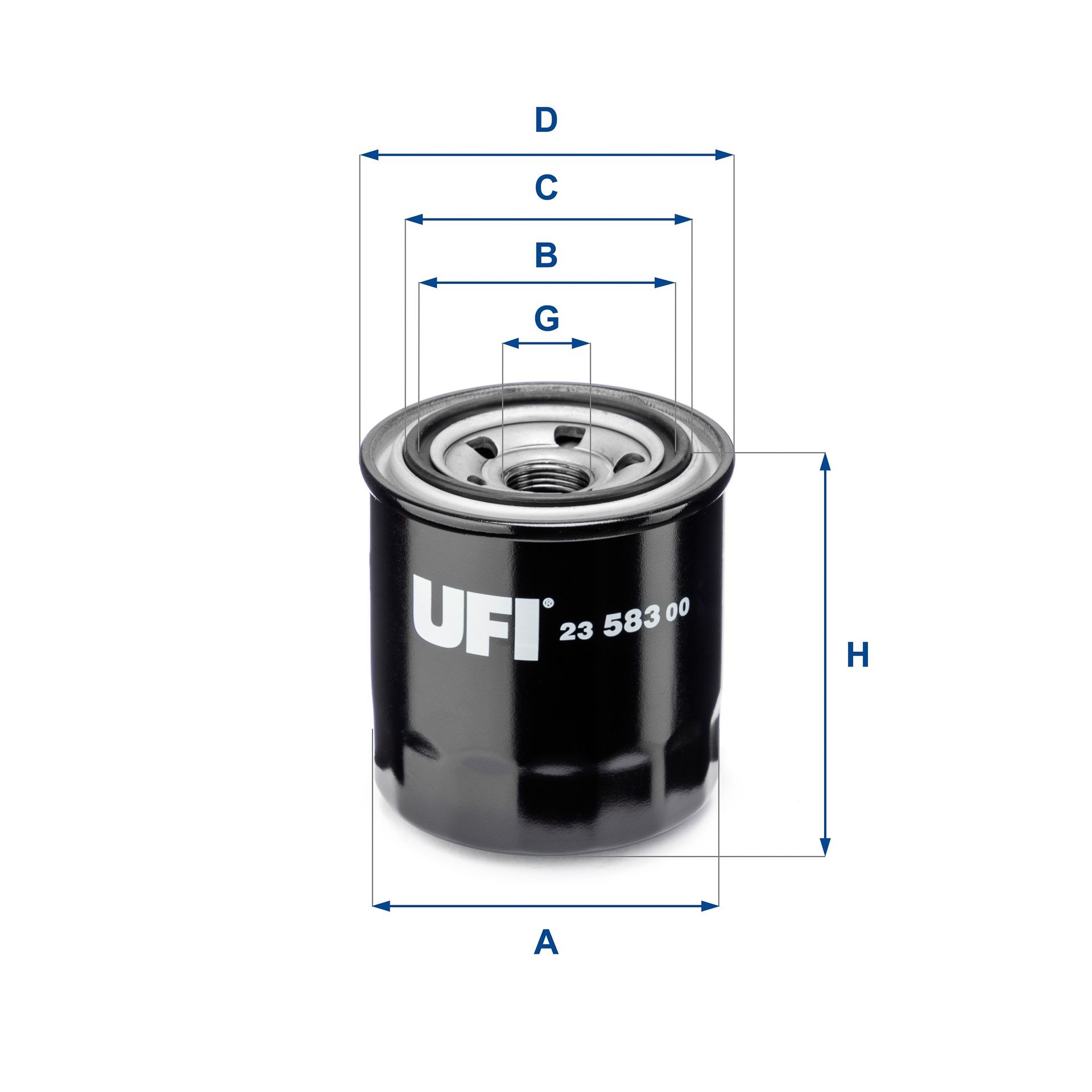 UFI  23.583.00 Olejový filtr R: 80mm, Vnější průměr 2: 64mm, R: 80mm, Vnitřni průměr 2: 57mm, Vnitřni průměr 2: 57mm, Výška: 88mm