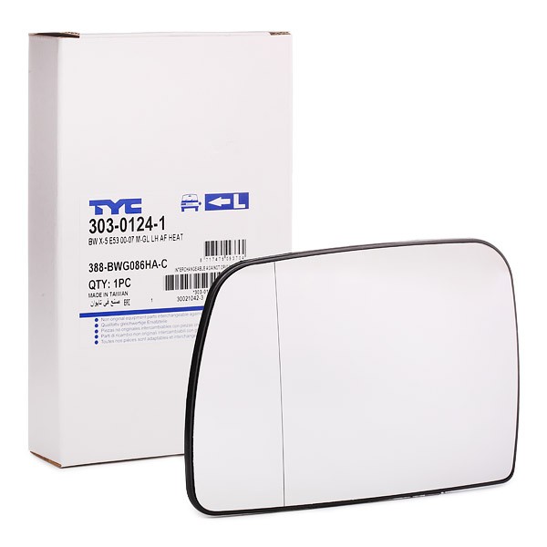 TYC Miroir De Rétroviseur 303-0124-1 Glace Retroviseur,Verre De Rétroviseur BMW,X5 E53
