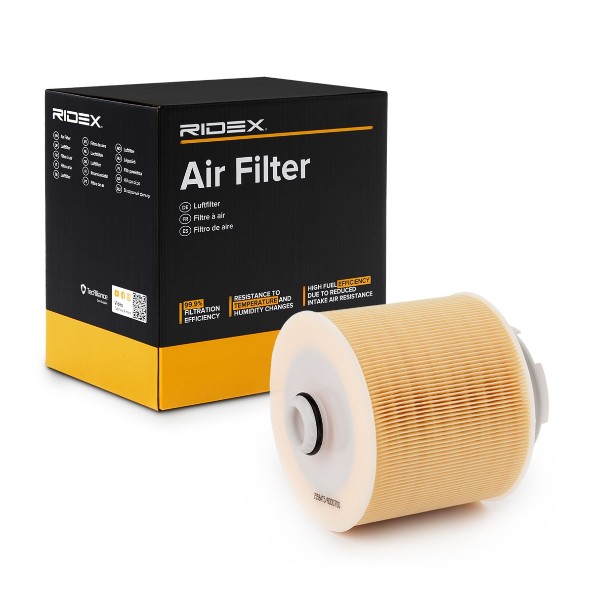 Image of RIDEX Filtro aria Cartuccia filtro 8A0128 Filtro dell'aria,Filtro aria motore AUDI,A6 Avant (4F5, C6),A6 Limousine (4F2, C6),A6 Allroad (4FH, C6)