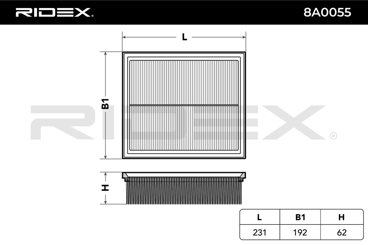 Filtro de aire RIDEX 8A0055 evaluación
