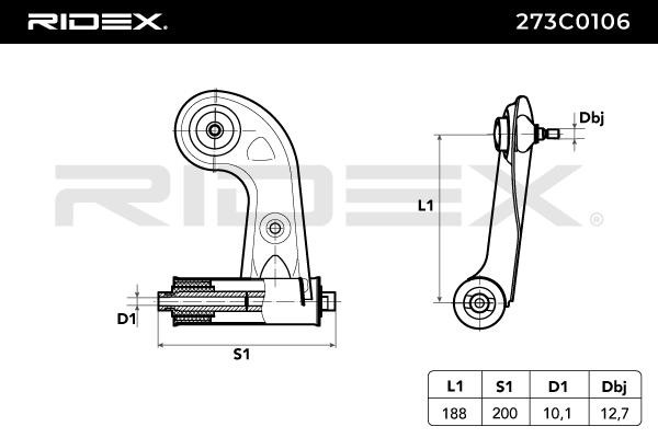 RIDEX Triangle De Suspension 273C0106 Bras De Suspension,Triangle De Direction MERCEDES-BENZ,CHRYSLE