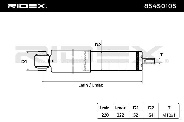 Suspension shocks RIDEX 854S0105 4059191340101