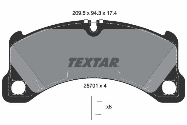 TEXTAR  2570101 Bremsbeläge Breite: 209,5mm, Höhe: 94,3mm, Dicke/Stärke: 17,4mm