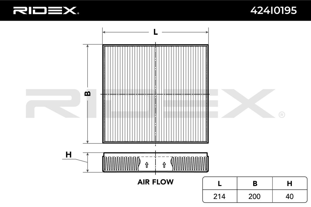 Image of RIDEX Filtro abitacolo Filtro al carbone attivo 424I0195 Filtro, aria abitacolo,Filtro antipolline ALFA ROMEO,FERRARI,159 Sportwagon (939),159 (939)009