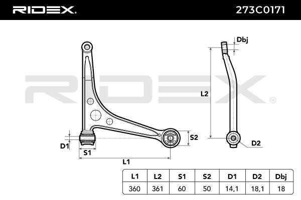 273C0171 RIDEX Suspension arm Front Axle Right, Control Arm, Cone
