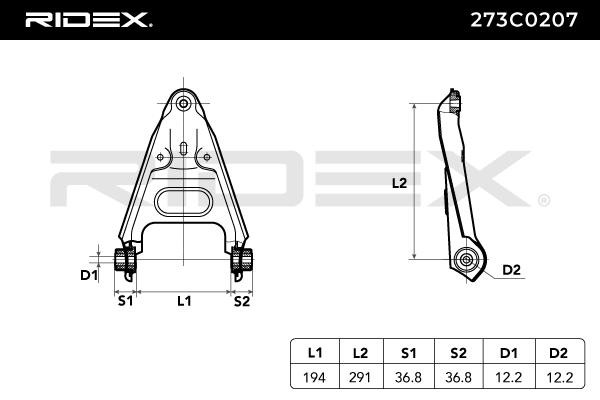 RIDEX Länkarm, hjulupphängning Framaxel 273C0207 Länkarm,Bärarm SMART,FORTWO Coupe (451),CITY-COUPE (450),CABRIO (450),FORTWO Coupe (450)