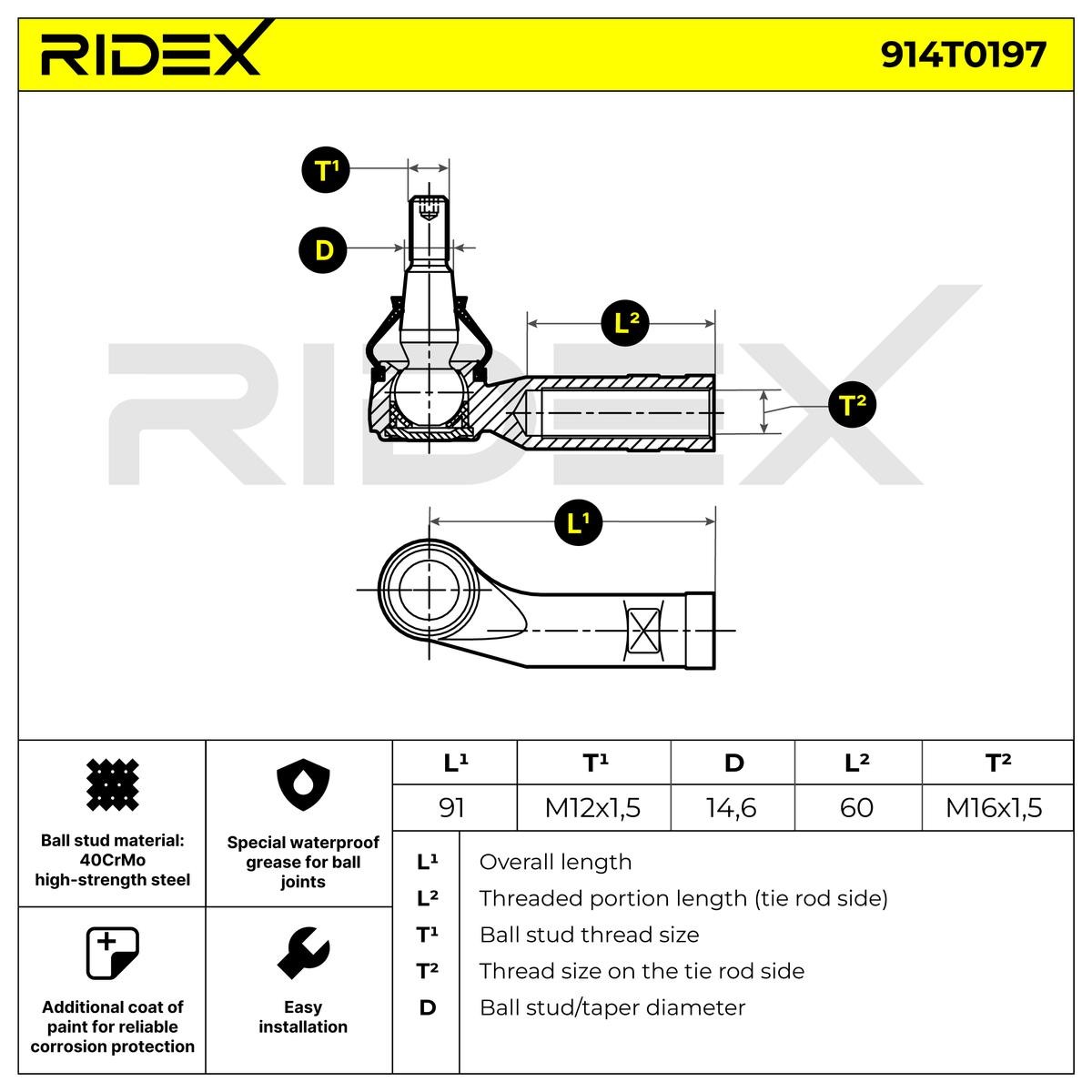 Article № 914T0197 RIDEX prices