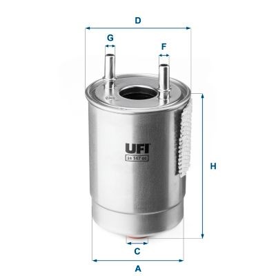 UFI  24.147.00 Kraftstofffilter Höhe: 147mm