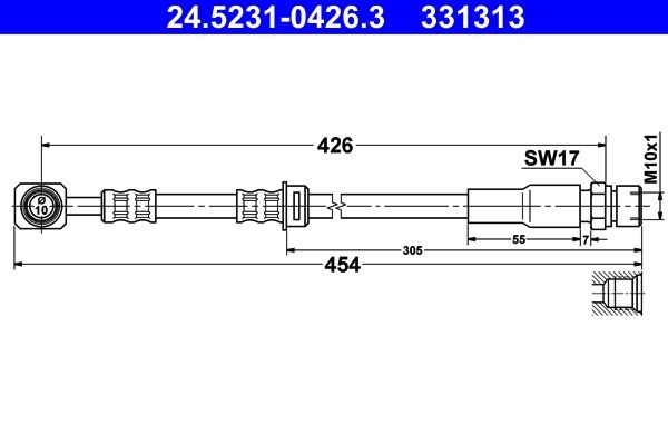 ATE  24.5231-0426.3 Tubo flexible de frenos Long.: 426 mm, Rosca interior: M10x1mm