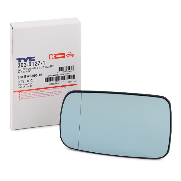 TYC Miroir De Rétroviseur 303-0127-1 Glace Retroviseur,Verre De Rétroviseur BMW,3 Coupé E46,3 Descap
