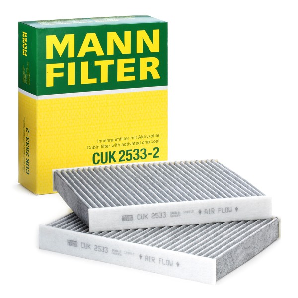MANN-FILTER CUK 2533-2 Innenraumfilter Länge: 245mm, Breite: 206mm, Höhe: 32mm