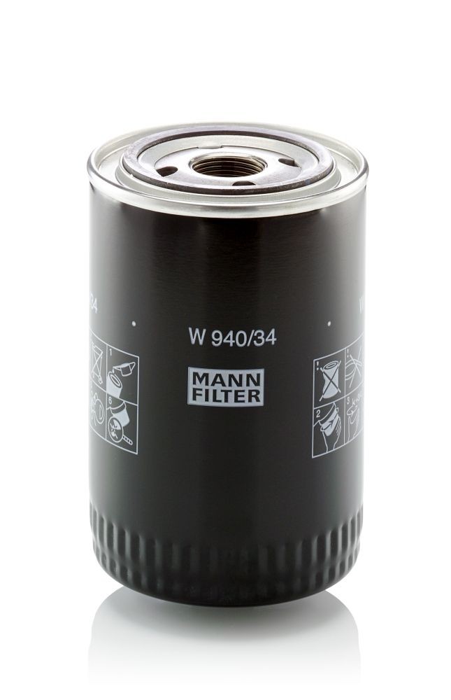 MANN-FILTER  W 940/34 Filtro olio Ø: 93mm, Diametro esterno 1: 71mm, Ø: 93mm, Diametro interno 2: 62mm, Alt.: 142mm