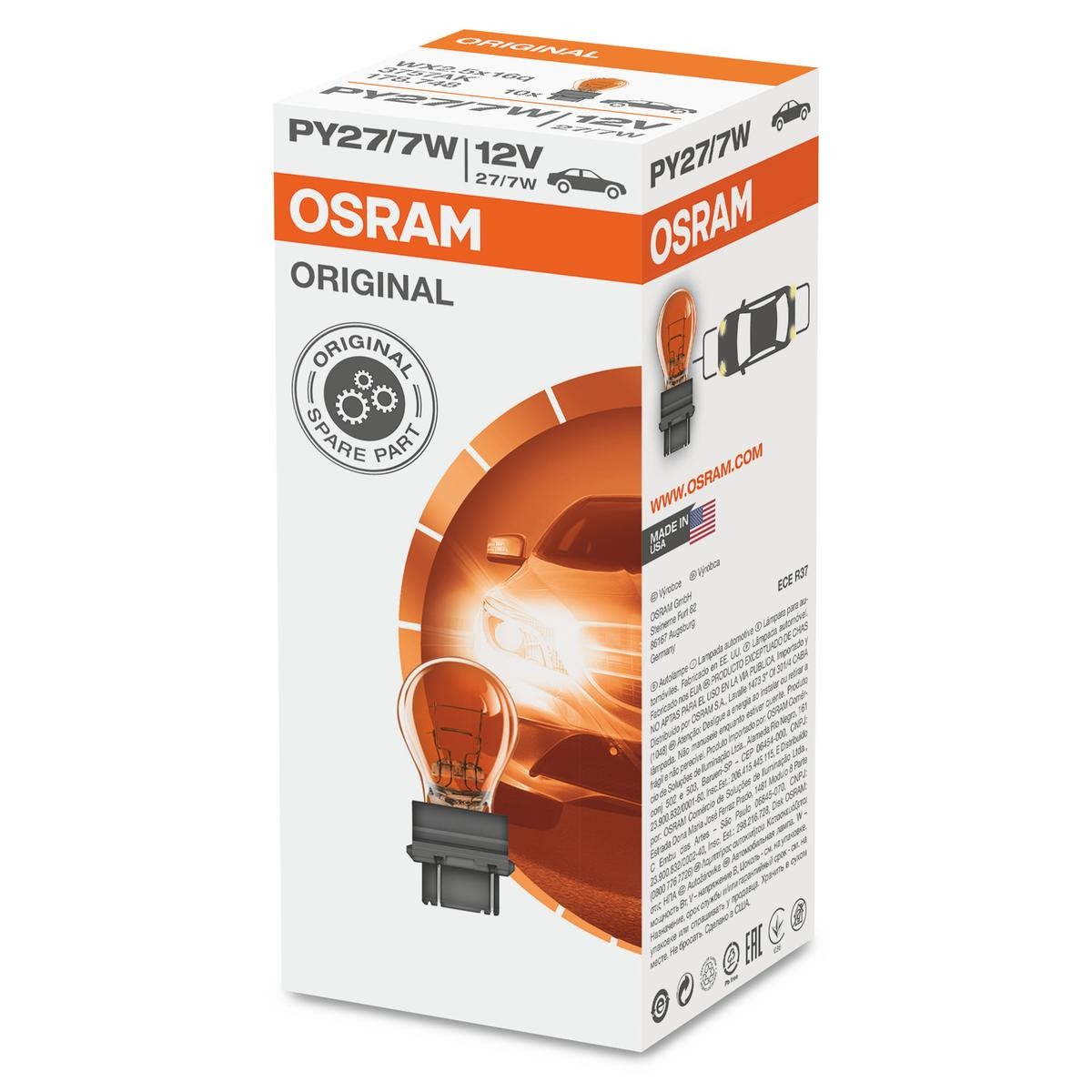 Image of OSRAM Lampade PY27/7W 3757AK Lampadina, Indicatore direzione DODGE,LINCOLN,Journey MPV,CHARGER LD,Durango (WD),TOWN CAR III009