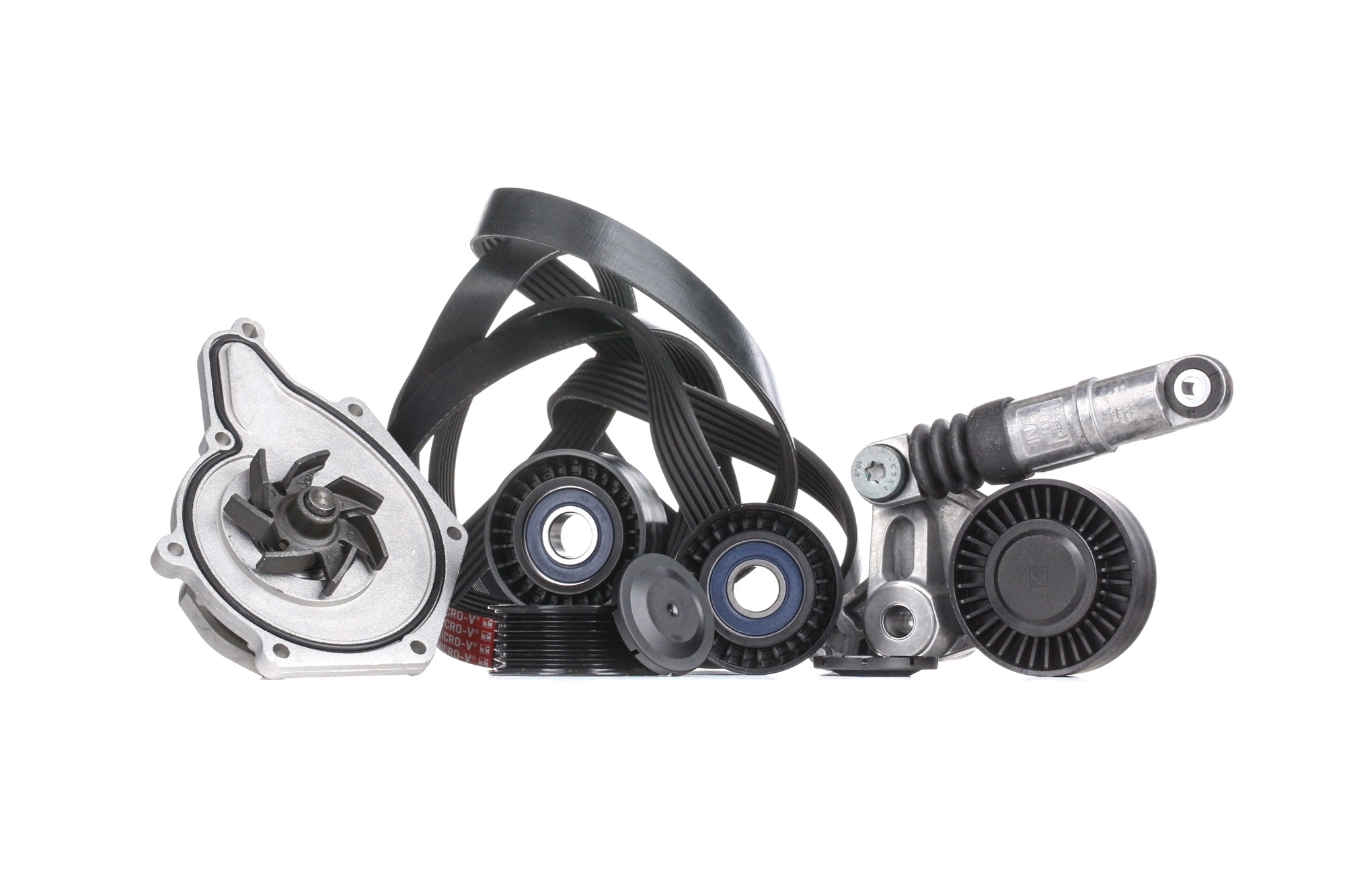 GATES Pompe à eau+Jeu de courroie trapézoïdale à nervures KP66PK2500 VW,AUDI,PHAETON 3D_,A4 8K2, B8,