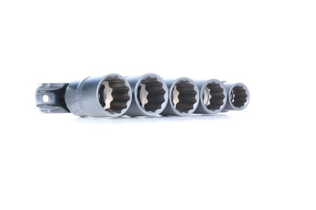 Zestaw kluczy nasadowych Rozmiary czworokąta napędowego: 12,5 (1/2")mm (cal), Rozmiar klucza: 13, 17, 19, 20, 21 mm