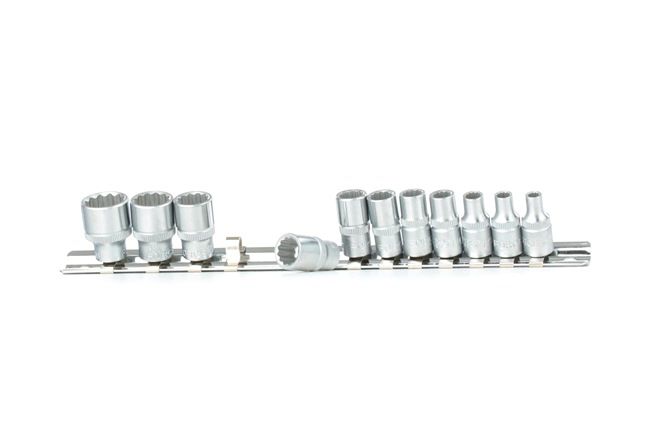 Socket Set Square Drive Tang Size: 6.3 (1/4")mm (inch), Spanner size: 5/32", 3/16", 7/32", 1/4", 9/32", 5/16", 11/32", 3/8", 7/16", 1/2", 9/16"