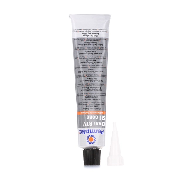 Sellador de juntas PERMATEX 60-005 para auto (Tubo, transparente, Silicona, Contenido: 85ml, elástico permanente, resistente al aceite, Resistencia a UV)