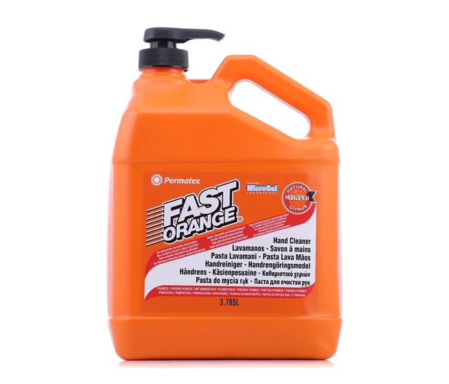 Produits de nettoyage des mains PERMATEX 62-002 pour voiture (ne contient pas de solvant, biodégradable, sans huile minérale, orange, Capacité: 3,78I, Boîte de distribution)